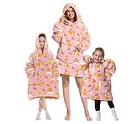 Couverture à Capuche pour Unisexe Enfants,Super Doux Sweat à Capuche Surdimensionnée Couverture Sherpa Flanelle à Capuche avec Poches pour Tout-Petits Garçons et Filles 2 à 6 Ans(Corgi rose)