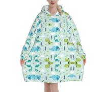 Couverture à capuche surdimensionnée avec imprimé dinosaure - Couverture portable en flanelle pour adultes, femmes et hommes, sweat-shirt à capuche moelleux et confortable, Noir , 280g flannel