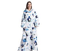 Couverture à capuche surdimensionnée avec poche géante, couverture sweat-shirt pour femmes et hommes, taille unique convient à tous, pingouin, taille unique