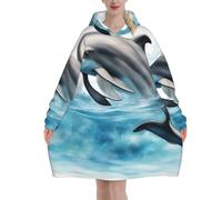 Couverture à capuche surdimensionnée douce et chaude pour adultes Motif dauphin qui vous regarde