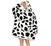 Couverture à capuche surdimensionnée en sherpa confortable pour adultes et femmes, noir/blanc, taille unique