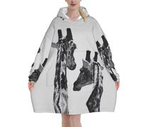 Couverture à capuche surdimensionnée imprimée Griaffe - Couverture portable en flanelle pour adulte, unisexe et adulte, sweat-shirt à capuche confortable et moelleux, Noir , 280g flannel