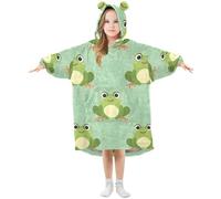 Couverture à capuche surdimensionnée pour enfants, grenouille verte, sweat-shirt polaire chaud en peluche pour filles et garçons, poche avant spacieuse, bonnet d'oreille mignon, taille S, Aa755, L