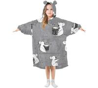 Couverture à capuche surdimensionnée pour enfants, motif koala jouant de Grum, sweat-shirt polaire chaud en peluche pour filles et garçons, poche avant spacieuse, bonnet d'oreille mignon, taille S