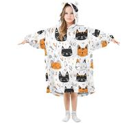Couverture à capuche surdimensionnée pour enfants, sweat-shirt polaire chaud en peluche pour filles et garçons, poche avant spacieuse, bonnet d'oreille mignon, taille S, Aa671, L