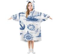 Couverture à capuche surdimensionnée pour enfants, sweat-shirt polaire chaud en peluche pour filles et garçons, poche avant spacieuse, bonnet d'oreille mignon, taille S, Aa1113, L
