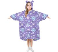 Couverture à capuche surdimensionnée pour fille Motif coquelicots Violet Bleu Blanc Flocon de neige Couverture douce et chaude en polaire, Multi48, 170 Grande taille