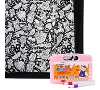 Couverture à colorier à faire soi-même avec 12 fabricants, 127 x 152,4 cm, pour projet d'art créatif personnalisé, couvertures à colorier lavables en velours pelucheux, couverture à dessin en polaire