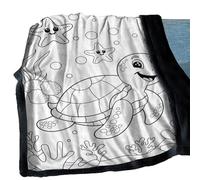 Couverture à colorier pour Adultes | Tapis sur Le thème des Animaux Marins, 150 x 127 cm, Couverture Douce Lavable - pour, Femmes, canapé, lit, Voyage, Automne, Maison, Hiver, Avion, Chaise de