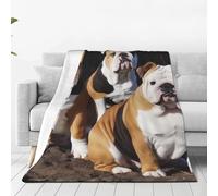 Couverture à imprimé bouledogues anglais, douce et chaude en flanelle pour canapé, lit, voyage, couverture toutes saisons pour décoration d'intérieur, 203,2 x 152,4 cm