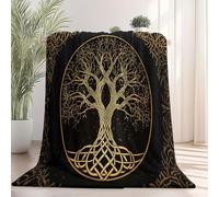 Couverture À Imprimé Totem Traditionnel De l'arbre De Vie Couverture en Flanelle pour Enfants 150 x 200 cm, Douce Moelleuse Et Cadeau pour Lit Chaise Canapé Et Voyage Maison Bureau - Marron Noir