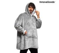 Couverture à manches - Polaire en mouton - Gris - Taille Unique 120x80 - Unisexe - Poche centrale 35x20cm