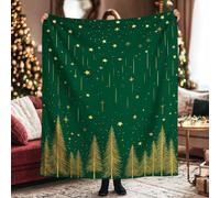 Couverture à motif d'étoiles, arbres festifs de Noël, étoiles filantes, couverture pelucheuse compacte et décorative pour canapé, lit, dortoir, chaise longue, 101,6 x 152,4 cm