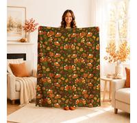 Couverture à motif tarte à la dinde et aux citrouilles de Thanksgiving | Motif feuilles d'automne, couvertures pelucheuses, tranches de tarte citrouilles, décoration de récolte confortable