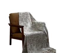 Couverture à Pompons Décoration Couvre-Lits Gaze de Coton Teint en Fil Jacquard Vintage Pompon Jeté Couverture Canapé Sieste Mousseline Couvre-lit(Brown)