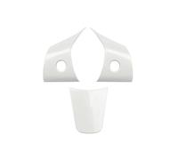 Couverture Acier Pour Tesla Pour Modèle 3 Pour Modèle Y Panneau Volant Décoration Couverture Moulure Garnissage Autocollant ABS Fiber Carbone Patch Accessoires(Blanc)