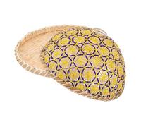 Couverture Alimentaire Tissée en Bambou 1 Set pour Aliments et Brioches | Panier de Rangement Alimentaire, Usage Maison, Jaune, Style Rustique Délicat, Capacité Rationnelle