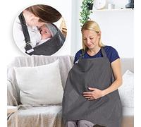 Couverture Allaitement Bebe avec Poches - Couverture Bebe Douce et Respirante - Tablier d'Allaitement en Coton (Noire)