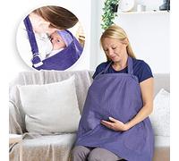 Couverture Allaitement Bebe avec Poches - Couverture Bebe Douce et Respirante - Tablier d'Allaitement en Coton (Bleu Marine)