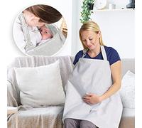 Couverture Allaitement Bebe avec Poches - Couverture Bebe Douce et Respirante - Tablier d'Allaitement en Coton (Blanche)