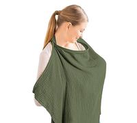 Couverture Allaitement Bébé, Couvertures d'allaitement en Mousseline Tablier Allaitement Bebe Housse d'allaitement Cache Allaitement Écharpe avec Sangle Réglable (Vert foncé)