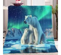 Couverture Animaux Ours Polaire Coloré, Douce Moelleuse Couverture de Flanelle pour Toutes Les Saisons, Couverture Motif Imprimé Chaude pour Canapé Lit Voyage 100 x 130 cm