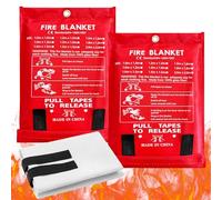 Couverture Anti-Feu, 2 Pièces Couverture Anti-Incendie, 1.2 * 1.2m Couverture d'incendie de Couverture de Secours de Fibre, Couverture Anti Feu pour Les Feux De Graisse, Cuisine, Voiture, Caravane