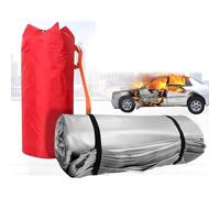 Couverture Anti-Feu pour Véhicules Électriques, Couverture Ignifuge d'Urgence Extinctrice Réutilisable Silicone 1100°C, Isolation Thermique pour Garage Parking Stations de Recharge avec Sac 4*6m