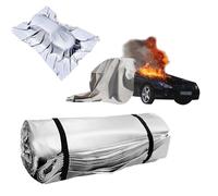 Couverture Anti-Feu Voiture Réutilisable, Couverture Ignifuge Double Face Silicone Résistance 1100°C, avec Sac de Transport pour Véhicules Électriques Thermiques Garage Stations de Recharge 6*6m