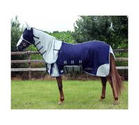 Couverture anti mouche avec couvre-cou et bonnet pour cheval QHP Bleu 165 cm (Longueur totale: 215 cm)