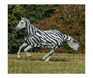 Couverture anti-mouches pour cheval avec couvre-cou Bucas Buzz-Off Zebra Blanc 110 cm