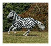 Couverture anti-mouches pour cheval avec couvre-cou Bucas Buzz-Off Zebra Blanc 145 cm