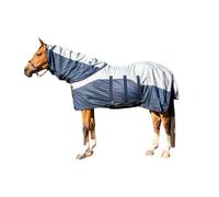 Couverture anti-mouches pour cheval avec couvre-cou et rabat ventral HKM Rain Bleu 165 cm