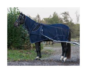 Couverture anti-mouches pour cheval avec couvre-cou QHP Bleu 115 cm (Longueur totale: 155 cm)