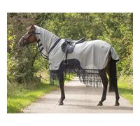 Couverture anti-mouches pour cheval avec franges QHP Gris 155 cm (Longueur totale: 205 cm)