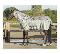 Couverture anti-mouches pour cheval avec haute encolure QHP Combo Gris 130 cm (Longueur totale: 175 cm)