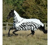 Couverture anti-mouches pour cheval imperméable Bucas Rain Zebra Blanc 125 cm