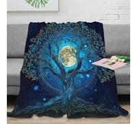 Couverture Arbre de Vie Mystique 3D Imprimée Microfibre Décor Maison Plaid Arbre de la Vie Doux Chaud Adultes Ados Canapé Chambre 80×90(200x230cm)