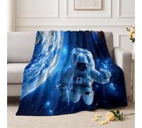 Couverture Astronaute Terre Étoilé 130x150 cm | Surréaliste conception Polaire douce et chaude pour canapé, lit, camping et voyages