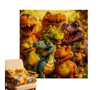 Couverture avec impression numérique HD - Couverture en flanelle douce avec motif dinosaure, drap plat chaud et léger de 59 x 51 pouces, doublure confortable avec imprimé animal pour canapé | couette