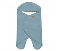 Couverture babynomade double polaire 0-6m bleu baltique et blanc