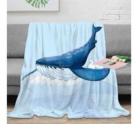 Couverture Baleine 3D Imprimée Océan Microfibre Décor Maison Plaid Bleu Whale pour Canapé Chambre 40x50(100x130cm)