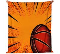 Couverture Basket-Ball Style Pop Sports Plaid Polaire 220 x 240 cm Halloween en Flanelle L'automne, Couvertures et Plaids Chaude Douillet, pour Canapé lit Chaise Rouge Orange