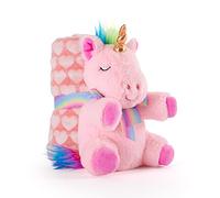 Couverture Bebe avec Animal en Peluche Douce - Plaid Rose avec Doudou Licorne Petit Enfant 0 1 2 3 Ans - Cadeau de Naissance Bebe Fille Tissu Moelleux Chaud - 120x80 cm - Perletti (Licorne Rose)