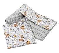 Couverture bébé avec Oreiller 100% Coton Minky pour Enfants Bilatéral 75x100 + 35x30cm Ensemble Multifonctionnel pour Un lit Medi Partners (Cerf avec Minky Gris)