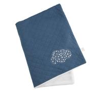 Couverture bébé en coton avec broderie - petit coeur bleu 75X100