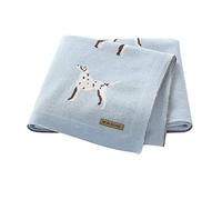 Couverture Bébé en Tricot, Surwin 100% Coton Couverture Motif Zèbre de Mode, Fille Garçon Naissance Literie Bébé Douce Chaud Hiver Gigoteuses Emmaillotage (100x80cm,Bleu)