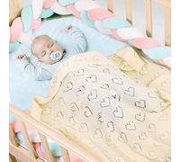 Couverture Bébé en Tricot, Surwin Couvertures Tissée de Moelleuses, Amour Modèle Creux, Naissance Literie Bébé Chaud Hiver Gigoteuses d?emmaillotage pour Enfant Fille Garçon (Jaune clair,100x80cm)