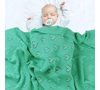 Couverture Bébé en Tricot, Surwin Couvertures Tissée de Moelleuses, Amour Modèle Creux, Naissance Literie Bébé Chaud Hiver Gigoteuses d?emmaillotage pour Enfant Fille Garçon (Raisin vert,100x80cm)