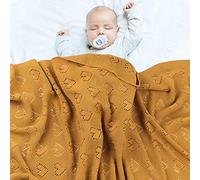 Couverture Bébé en Tricot, Surwin Couvertures Tissée de Moelleuses, Amour Modèle Creux, Naissance Literie Bébé Chaud Hiver Gigoteuses d?emmaillotage pour Enfant Fille Garçon (Kaki,100x80cm)